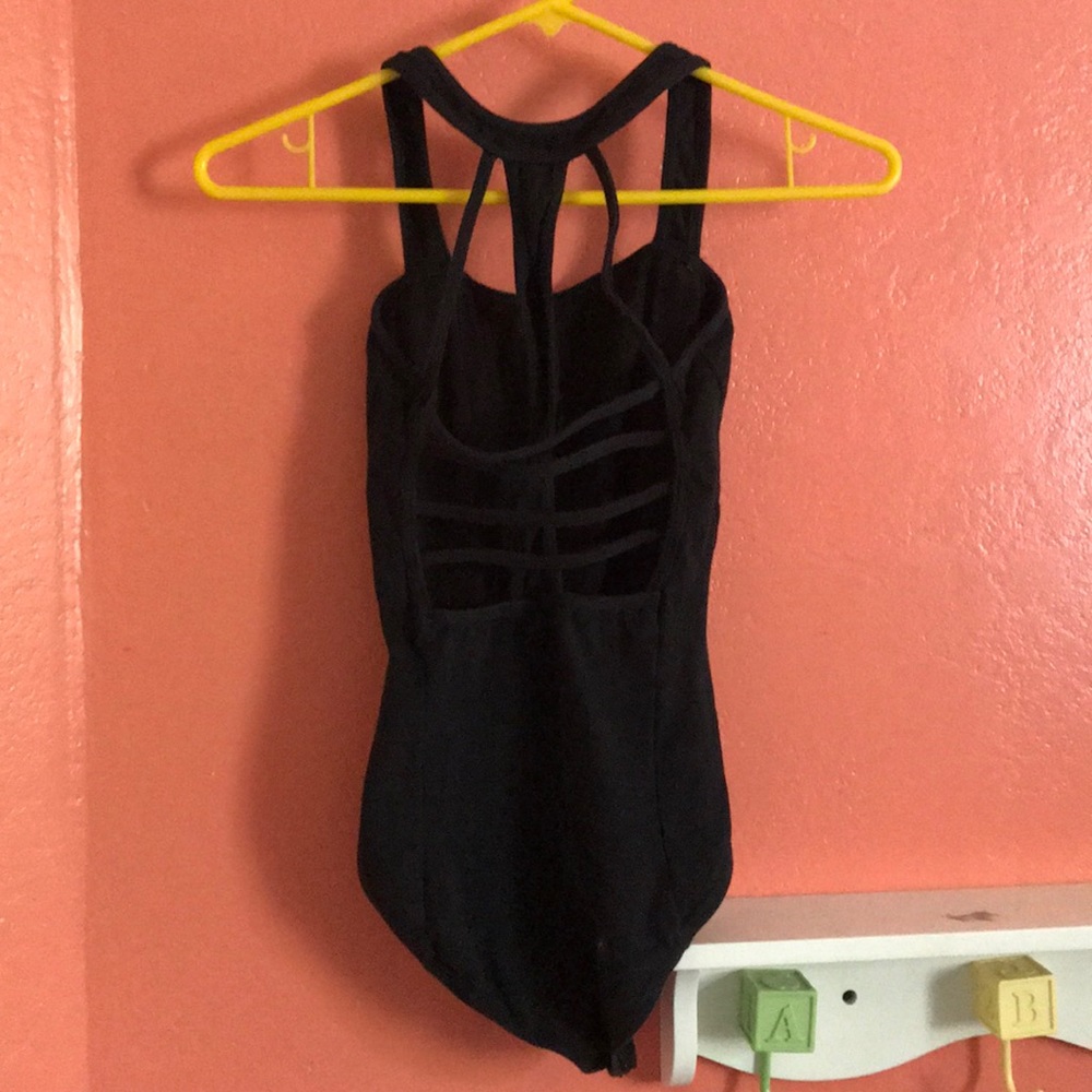 Black leotard with strappy back